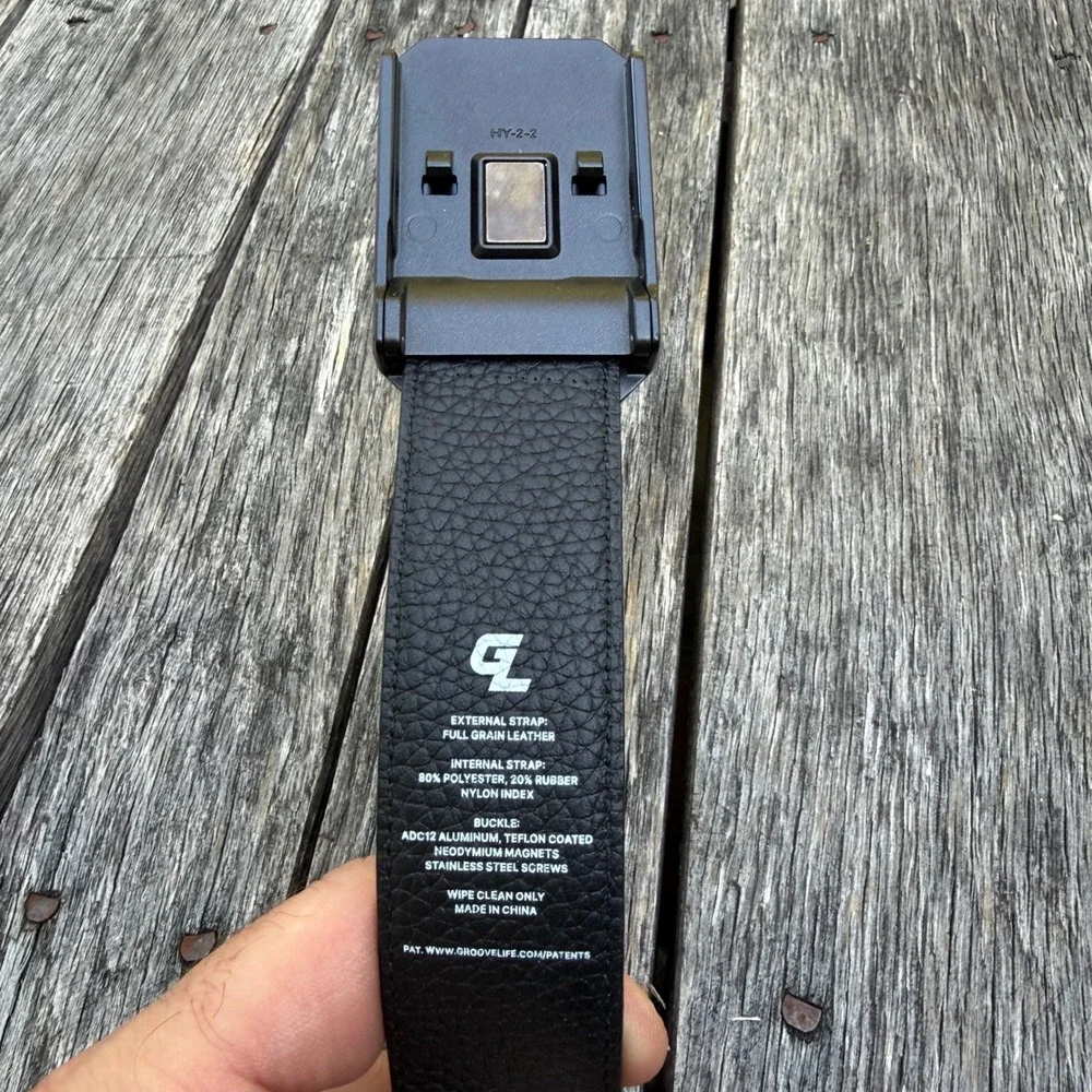 Groove Life Groove Belt Black Full Grain Leather Magnetic Buckle Mens Tactical